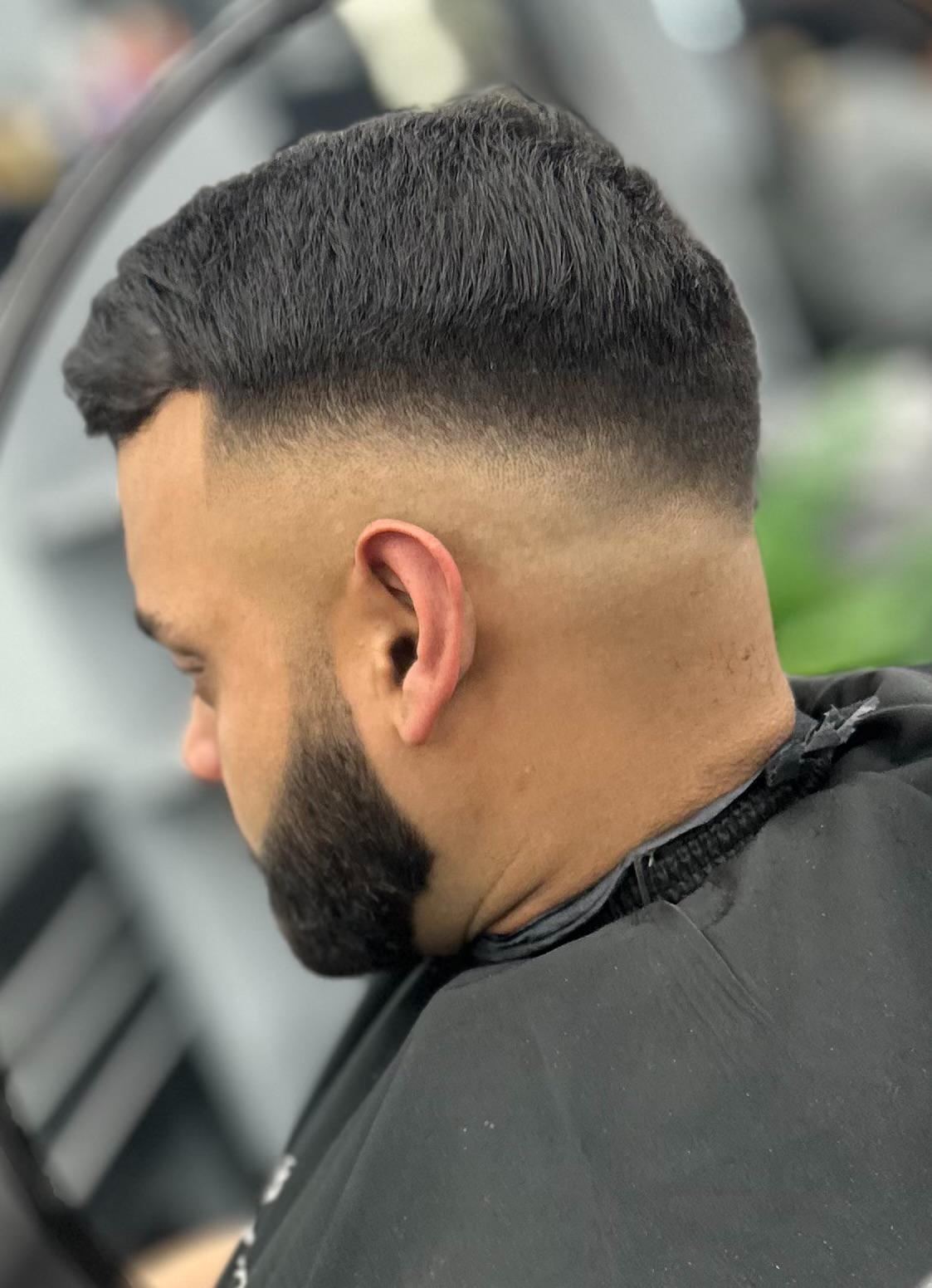 Low fade with beard taper
