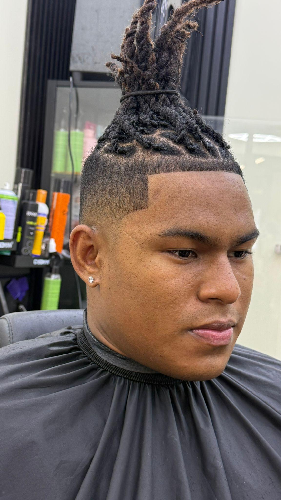 Braided top with razor fade